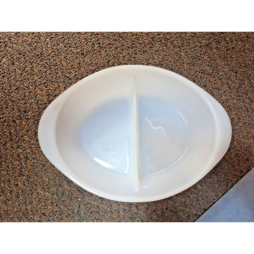 Vintage‎ Glasbake Divided Serving Dish, White J2352